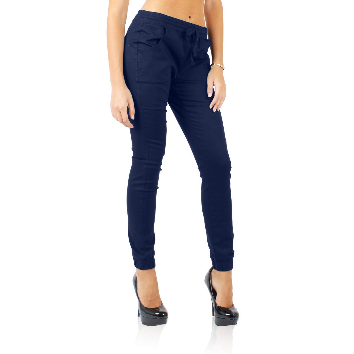 Red Fox Women's Twill Jogger Pants - Ultra-Stretch Slim Fit Casual Lounge Pants with Pockets | Comfy Elastic Waist Joggers for Yoga, Running, Travel & Everyday Wear