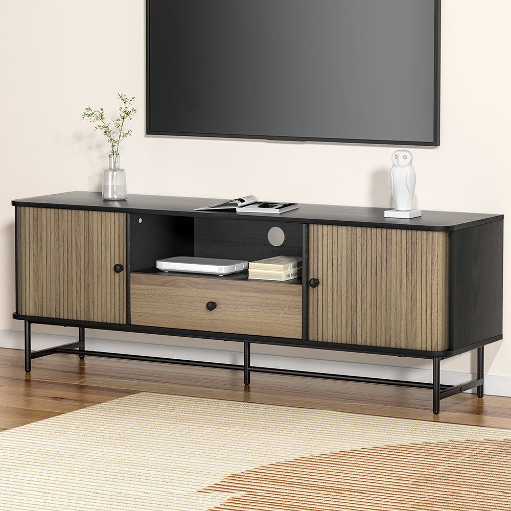 Artiss 150CM Black Boris TV Stand Entertainment Unit - Modern TV Cabinet for Living Room, Bedroom & Home Theater