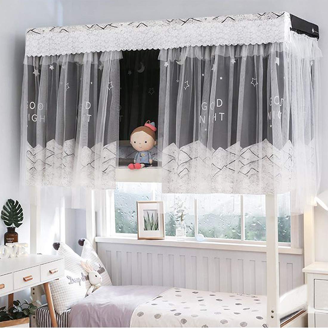 GREUS Single Bed Canopy Tent - Blackout Privacy Curtain for Dormitory & Home Decor, Breathable Dust-Proof Bedding Net (Ideal for College Dorms, Bedrooms & Nap Time)