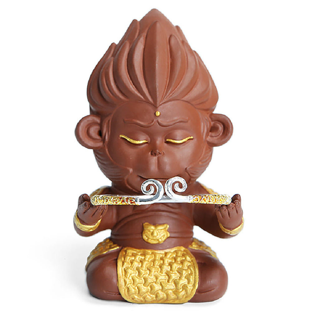 Authentic Yixing Clay Sun Wukong Tea Pet - Handcrafted Chinese Tea Ceremony Companion for Good Luck & Fortune - Perfect for Tea Lovers, Collectors & Zen Meditation Spaces