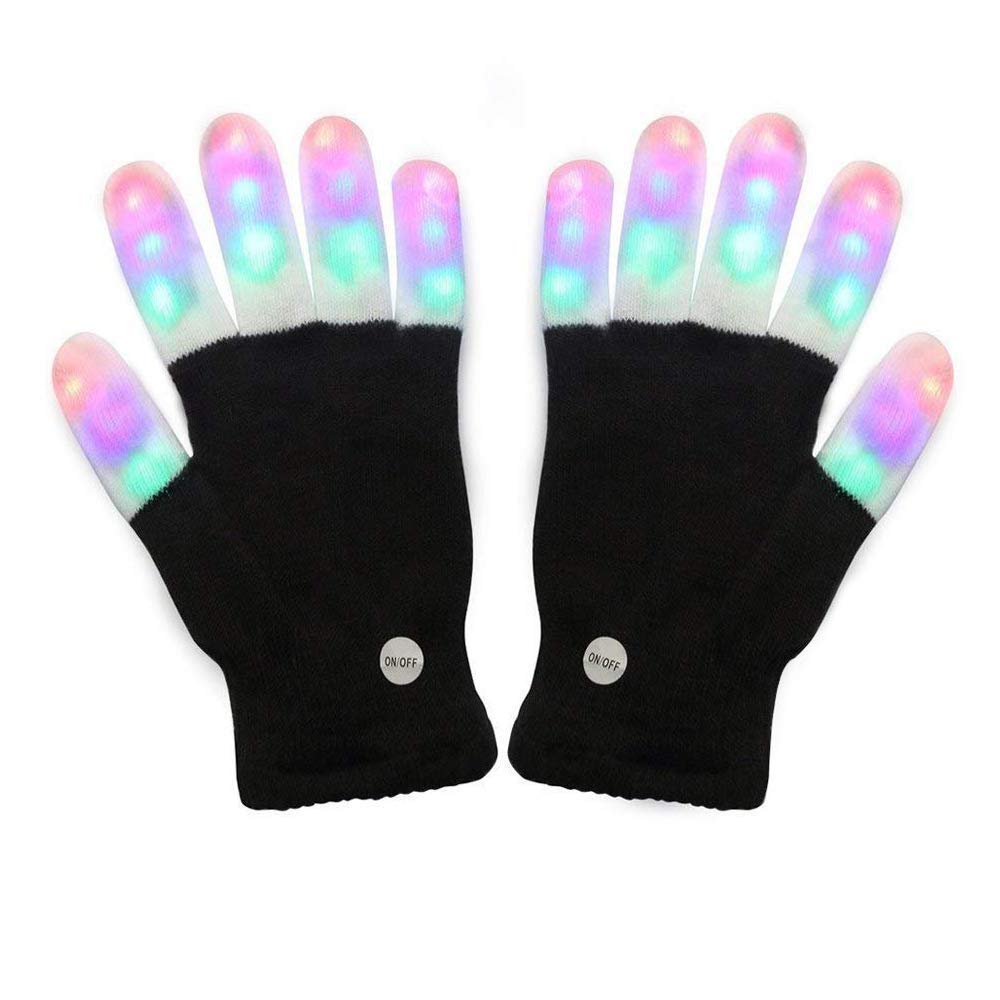 LED Finger Light Up Gloves for Rave & Parties - Cool Skeleton Hand Gloves for Kids & Adults - Perfect for Halloween, Concerts, Night Events & Dance Performances