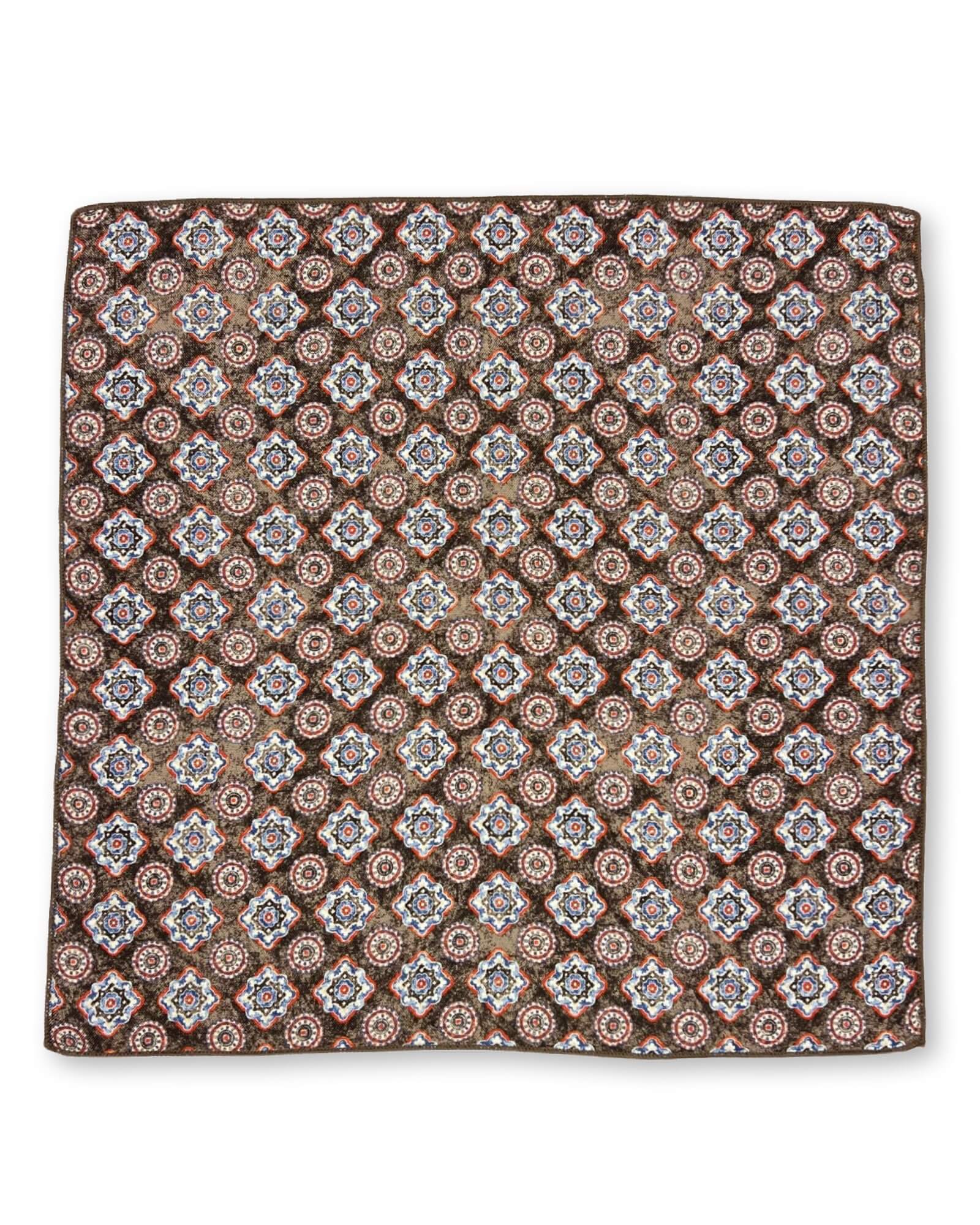DÉCLIC Termini Pattern Hanky Scarf - Stylish Brown Floral Print Fashion Accessory for Women | Perfect for Casual Outfits, Parties, and Everyday Elegance
