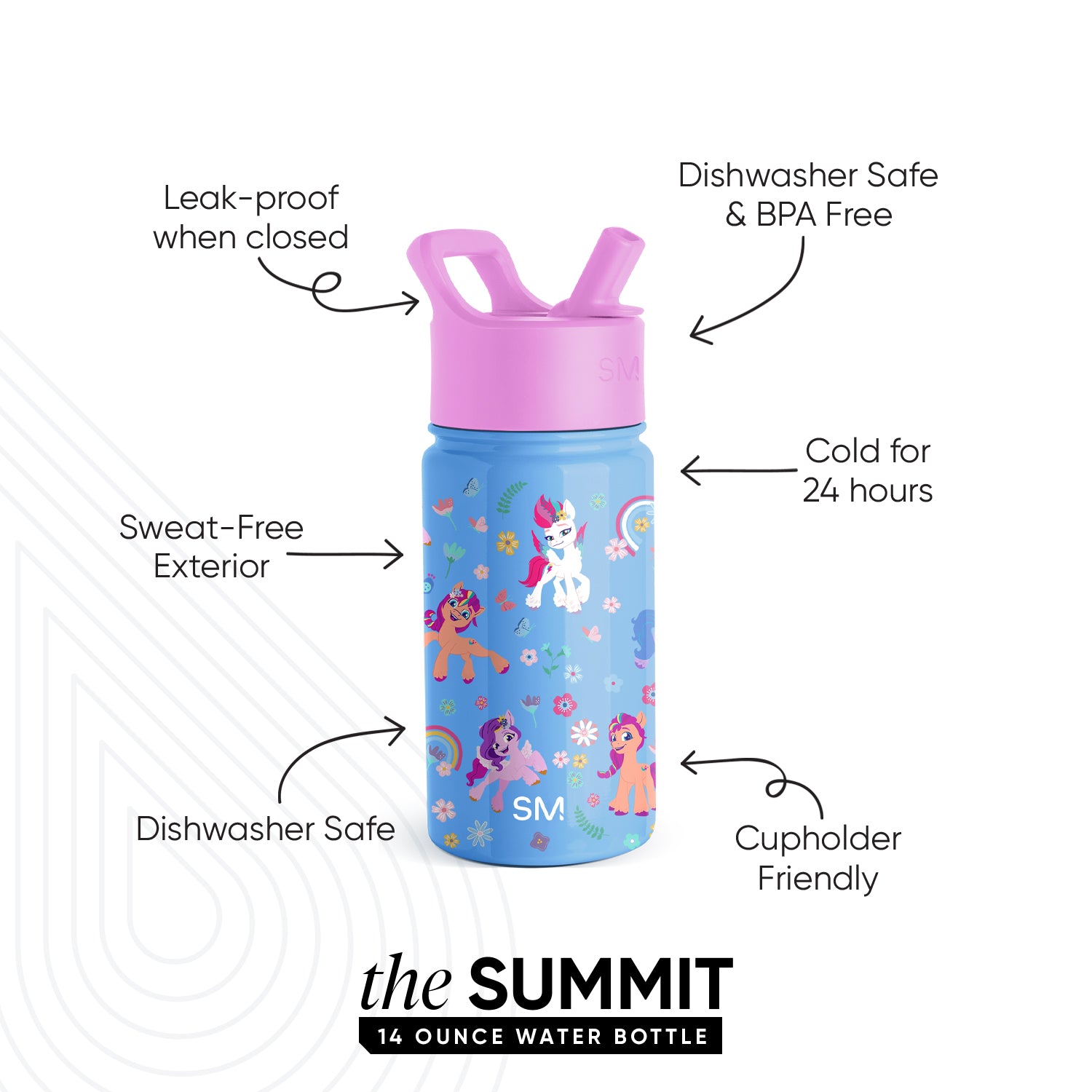 Summit Kids Water Bottle with Straw Lid - BPA Free, Leak Proof, Insulated Stainless Steel Bottle for School, Sports & Outdoor Activities