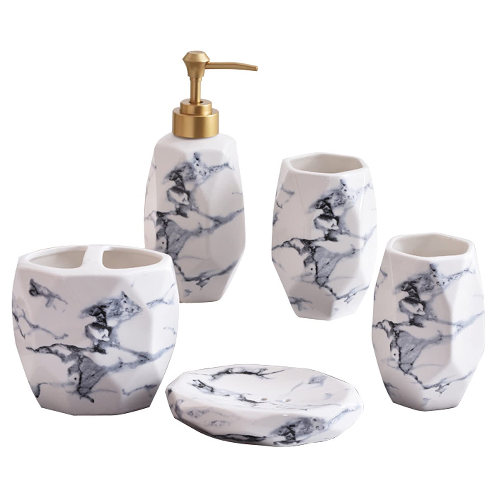 Premium 4-Piece Bathroom Accessory Set - Toothbrush Holder, Soap Dispenser, Soap Dish & Tooth Cup | Modern Bathroom Organization for Home, Hotel & Spa Use