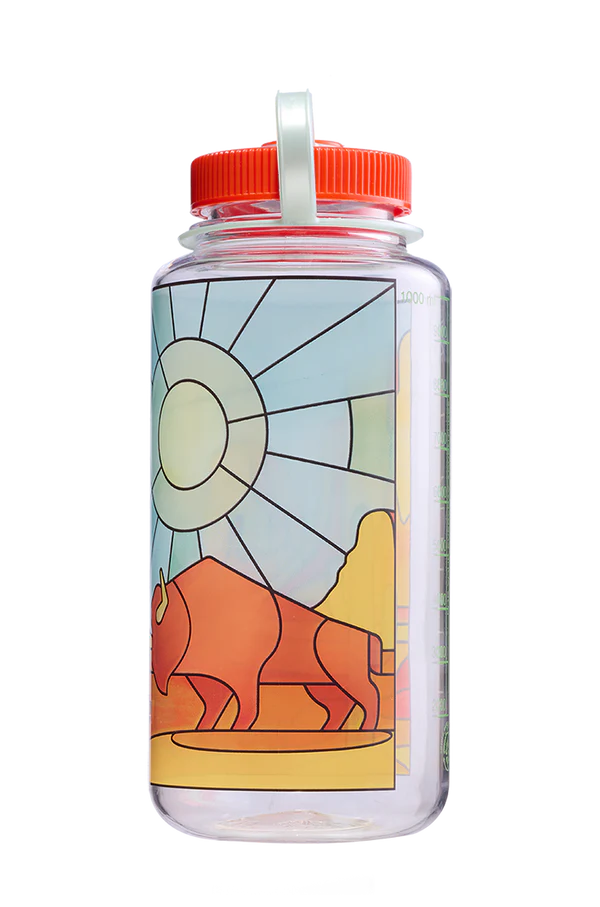 32oz Wide Mouth Stained Glass Print Water Bottle - Insulated Stainless Steel Vacuum Flask for Hot & Cold Drinks - Perfect for Gym, Hiking, Camping & Office Use