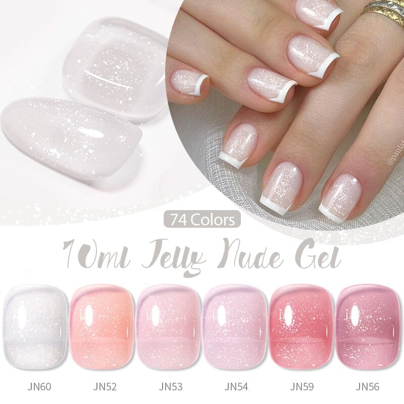 Jelly Nude Gel JN70 - 10ml Transparent Nail Polish for Natural Nails - Perfect for Manicures, Pedicures & Nail Art Designs