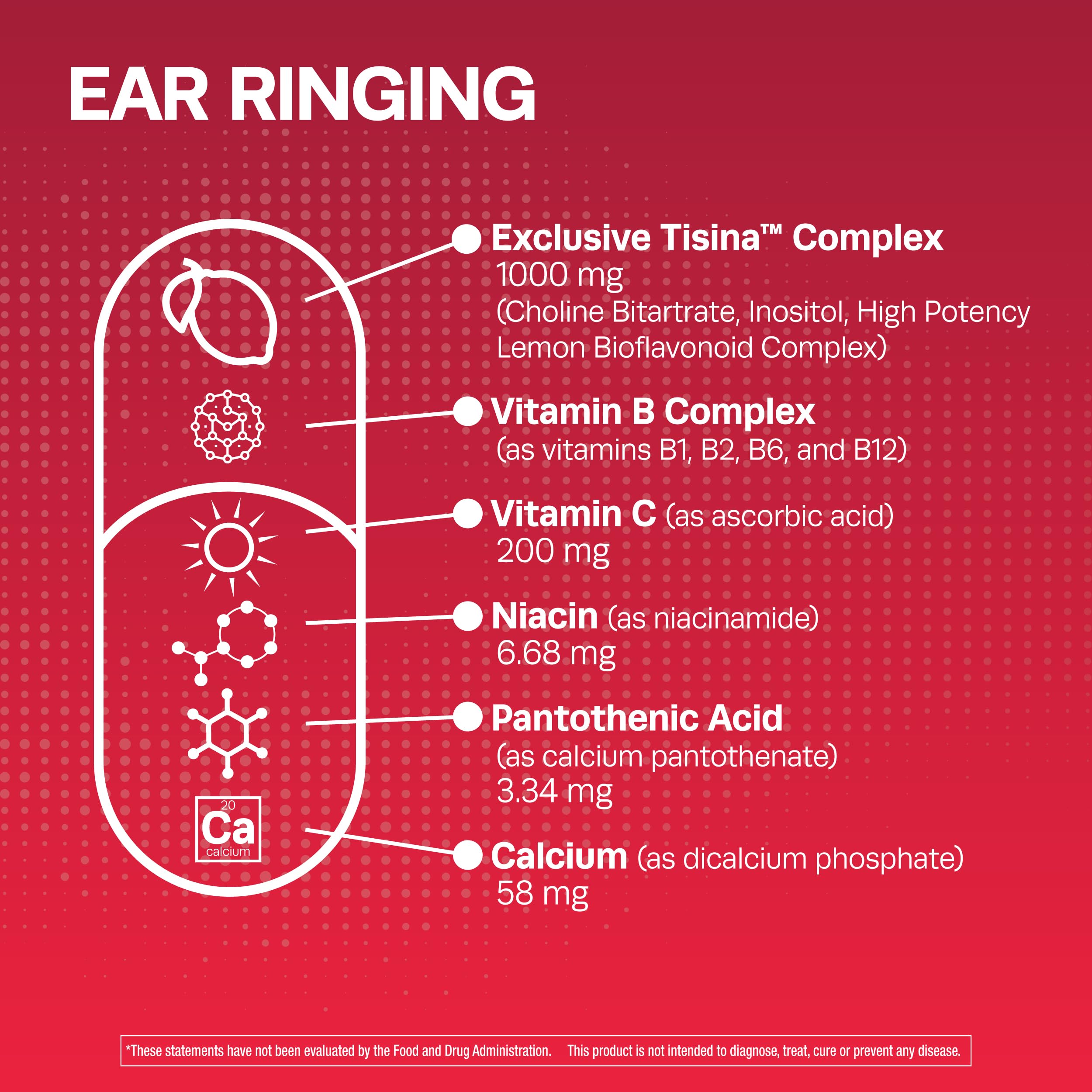 Lipo-Flavonoid Plus Tinnitus Relief Supplement - 500 Caplets with Vitamin C for Ringing Ears | Clinically Proven & Doctor Recommended OTC Ear Health Vitamins | Supports Hearing Wellness for Musicians, Seniors & Noise Exposure