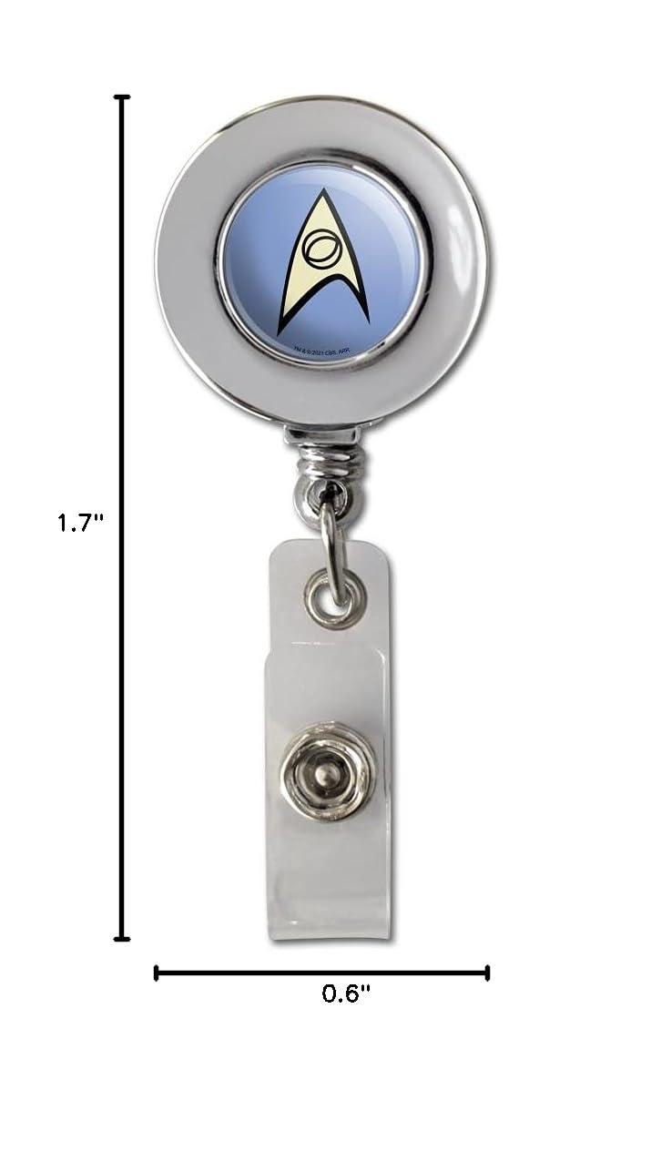 Star Trek Science Shield Retractable Badge Reel - Chrome ID Card Holder Clip for Work, Conventions & Cosplay (Officially Licensed)