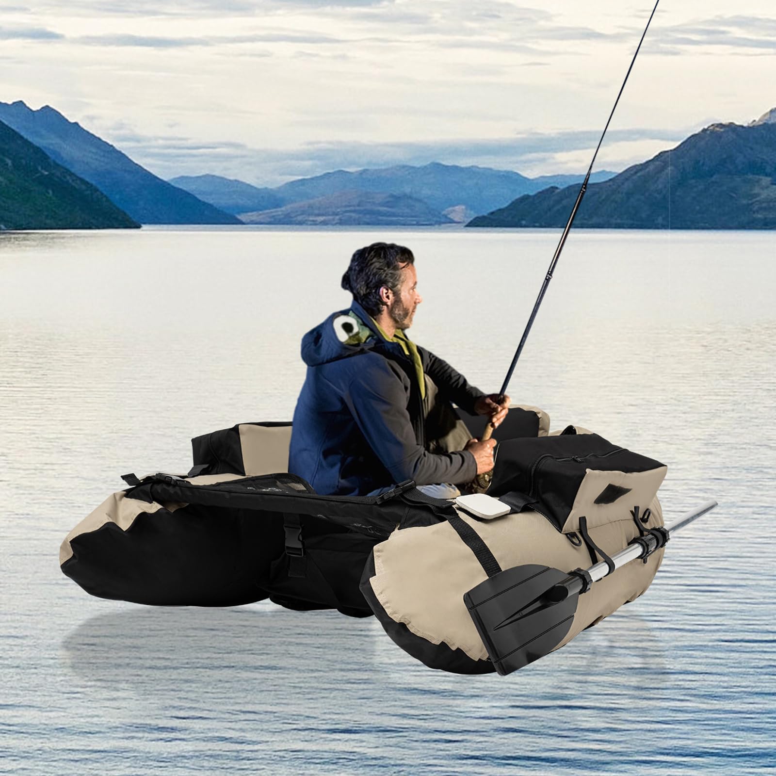 **Inflatable Fishing Float Tube for Adults - Adjustable Backrest, Storage Pockets & Fish Ruler - 286Lbs Capacity - Includes Pump - Perfect for River, Lake, Bass & Fly Fishing**    *(Use Case: Ideal for anglers seeking comfort and convenience while fishing in rivers, lakes, or ponds—great for bass, trout, and fly fishing adventures.)*