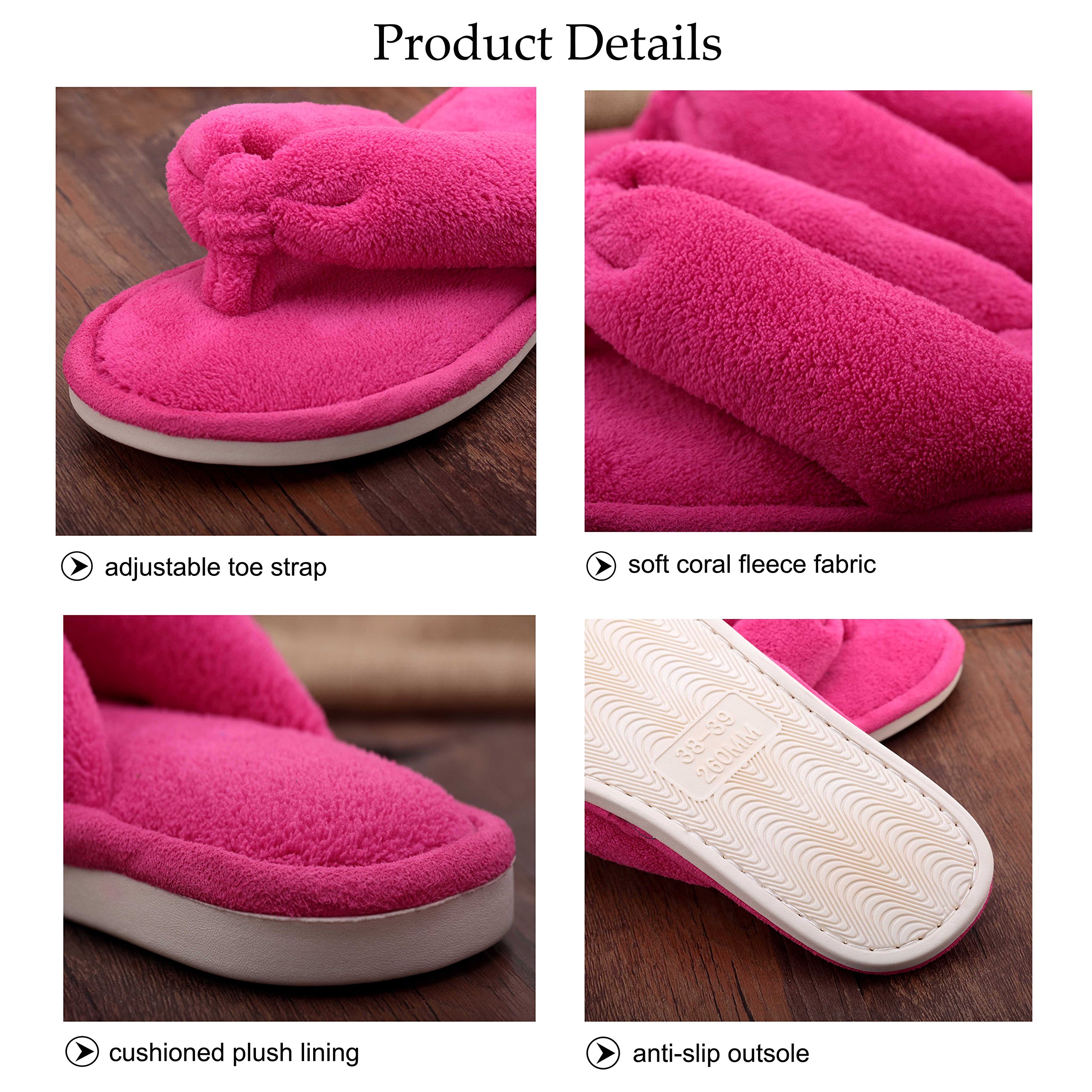 Women's Coral Fleece Toe Post Flip Flops - Soft Indoor House Slippers for Ladies - Perfect for Home, Spa, and Relaxation
