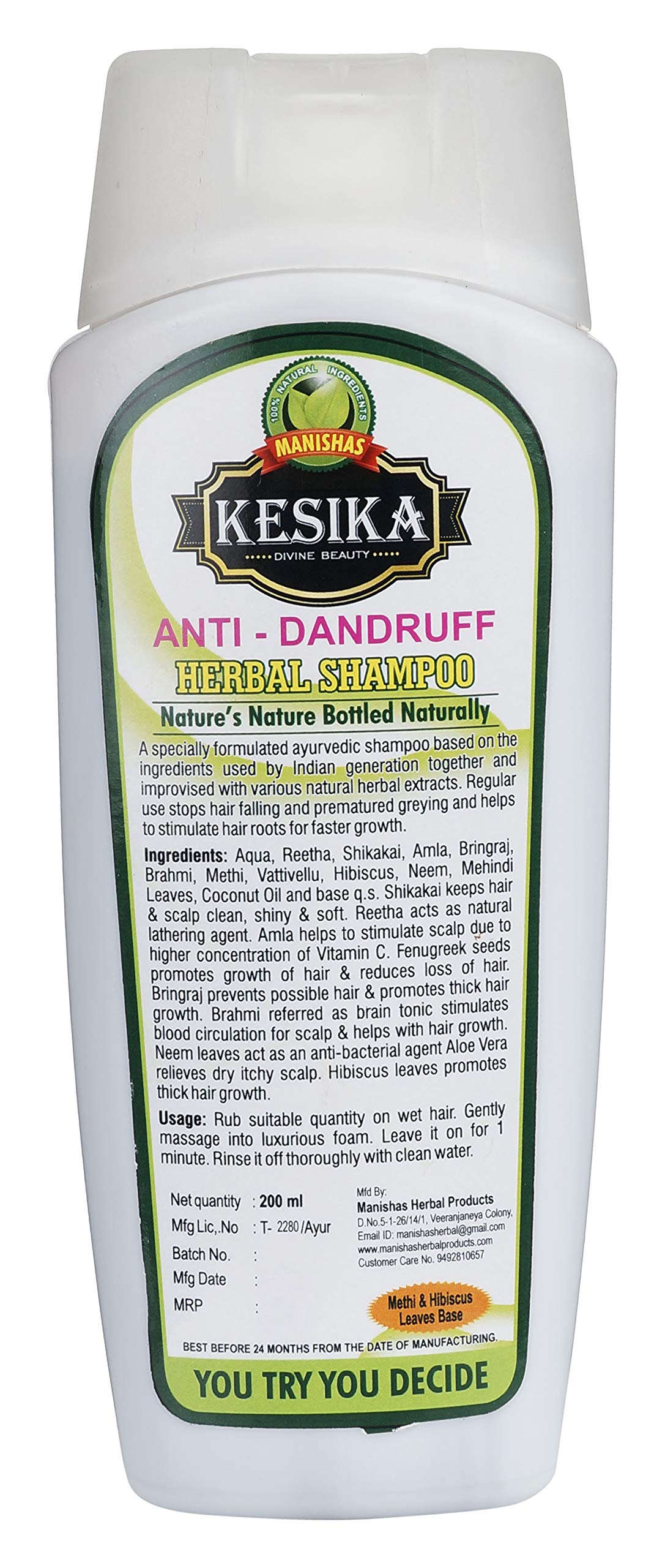 KESIKA Anti-Dandruff & Hair Growth Shampoo with Conditioner - 200ml | Natural Herbal Formula for Men & Women | Scalp Care & Thicker Hair Solution for Daily Use