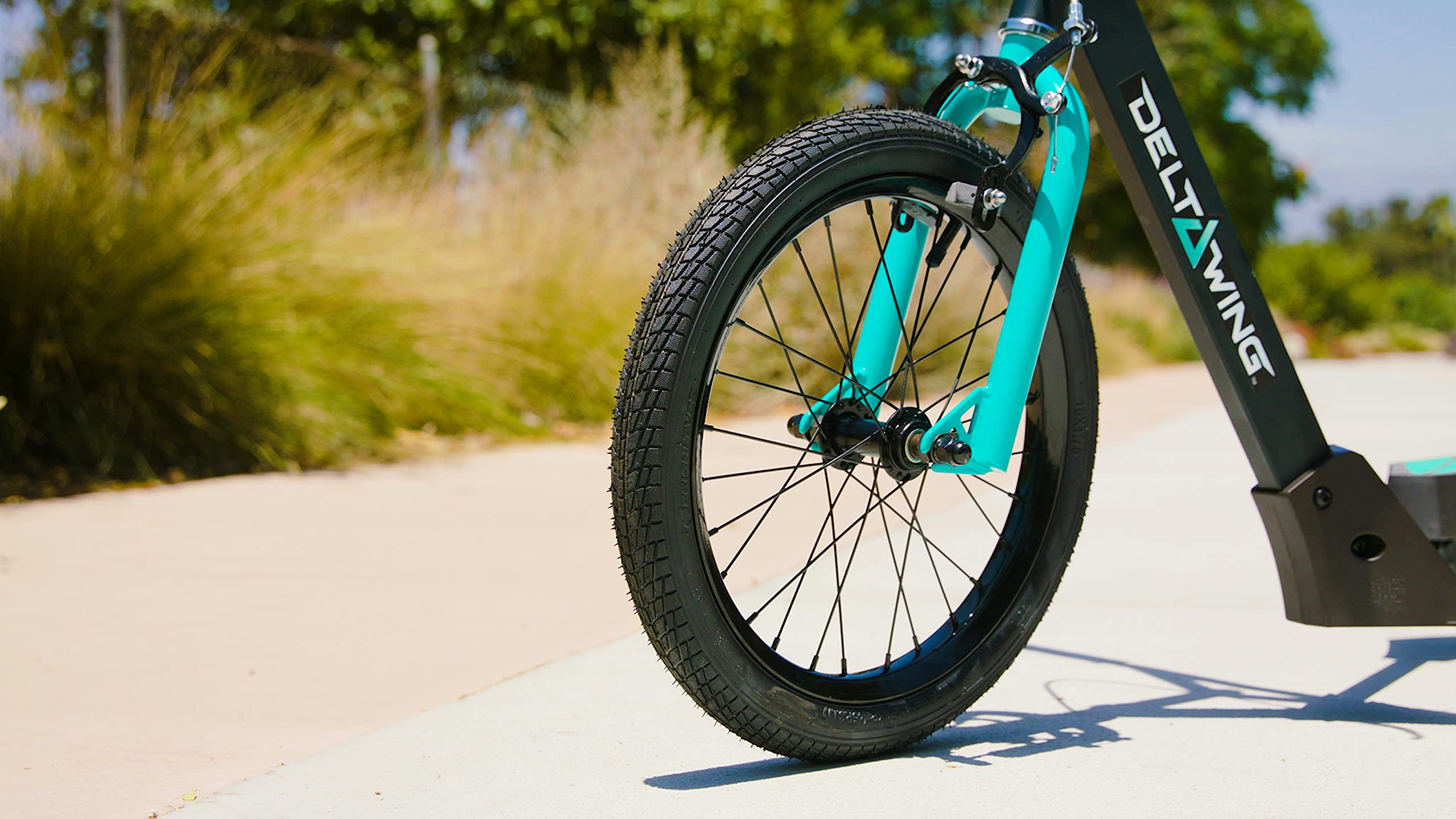 Razor DeltaWing Kick Scooter for Kids & Adults - Lightweight Aluminum Frame, Smooth Ride, Black/Mint Green - Perfect for Commuting, Neighborhood Fun & Outdoor Adventures