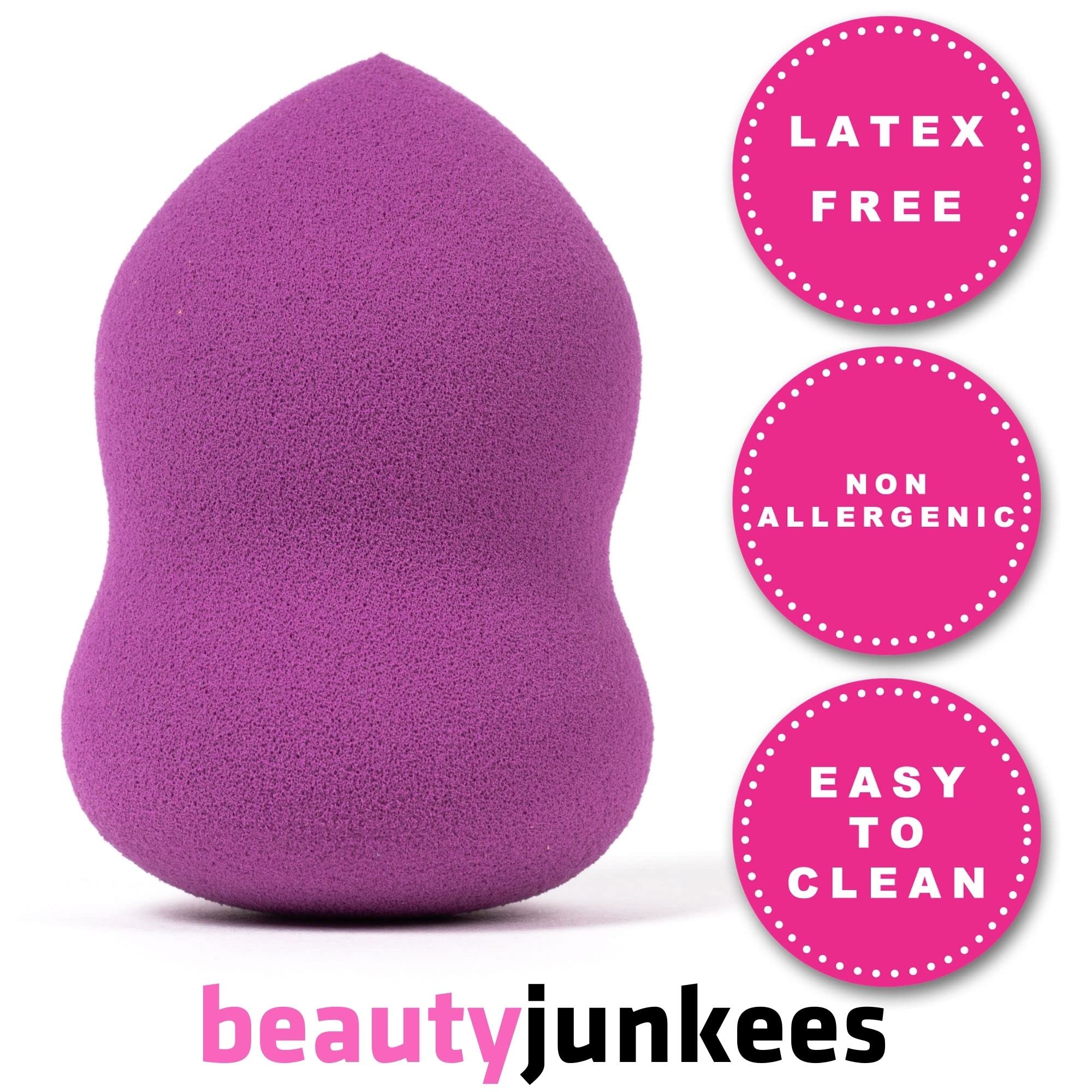 Beauty Junkees Makeup Sponge Blender – Purple Pear Foundation Sponge for Liquid, Cream & Powder | Latex-Free Cosmetic Blender for Wet & Dry Application | Perfect for Professional Makeup & Everyday Beauty Routine