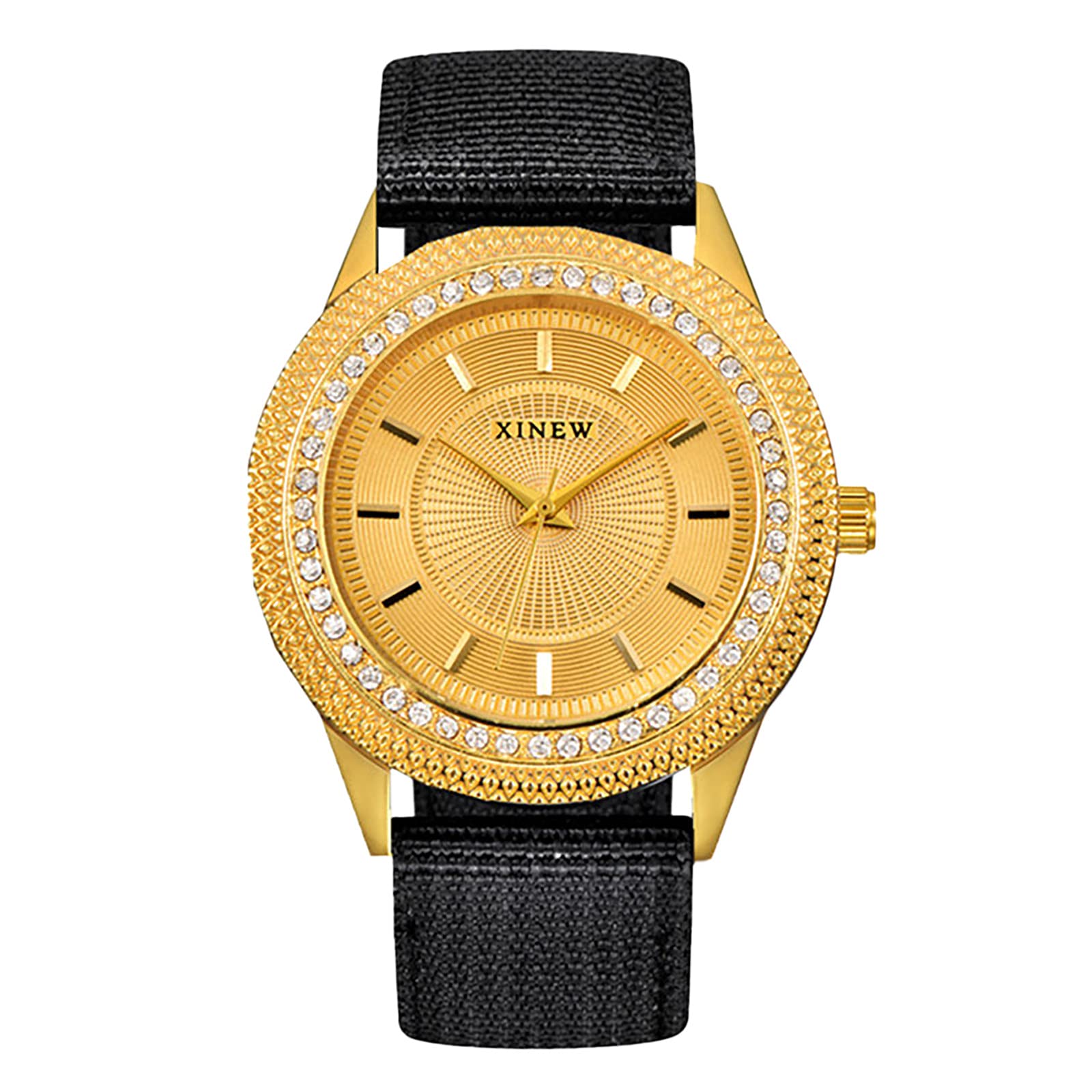 Luxury Diamond Nylon Strap Digital Wood Watch for Men - Stylish Fashion Accessory with Atmospheric Gift Belt - Perfect for Casual Wear, Business Meetings & Special Occasions