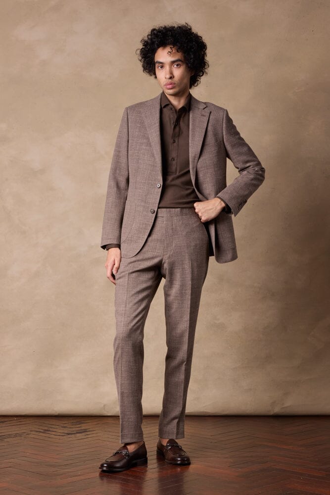 Greyson Como Suit - Mid Brown Wool Linen Blazer for Men | Premium Wool-Linen Blend Jacket | Business Casual & Office Wear | Perfect for Weddings, Meetings & Formal Events