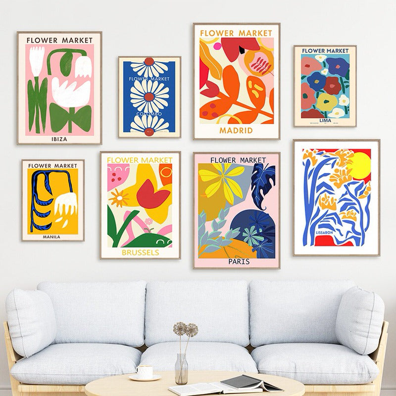 Modern Flower Market Canvas Posters - Vibrant Floral Wall Art for Home & Office Decor - Perfect for Living Room, Bedroom, or Gift Giving