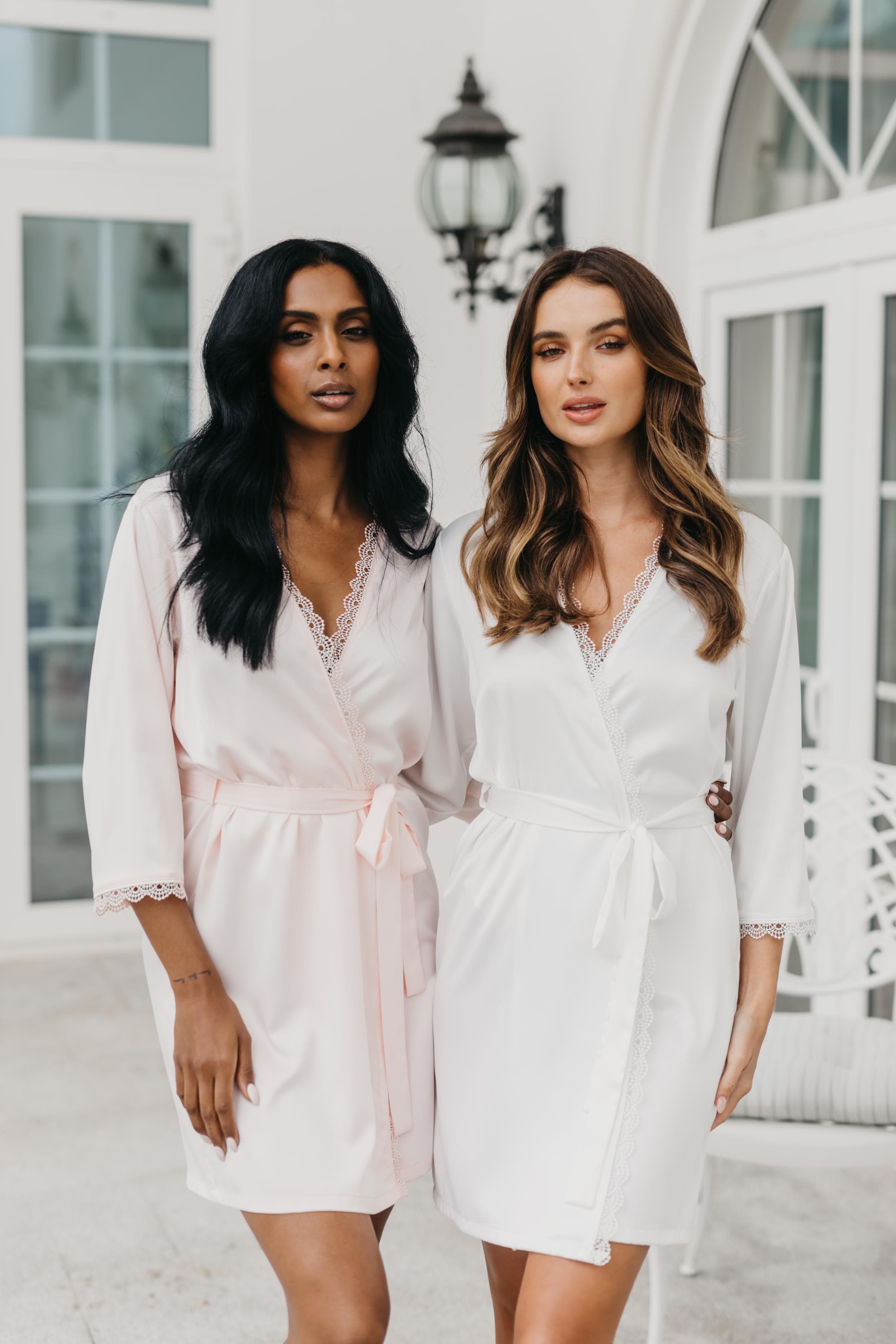 Ellie Lace Trim Robe - Elegant Women's Lingerie Nightgown for Bridal, Honeymoon & Special Occasions | Soft Comfortable Sleepwear for Bedroom & Boudoir
