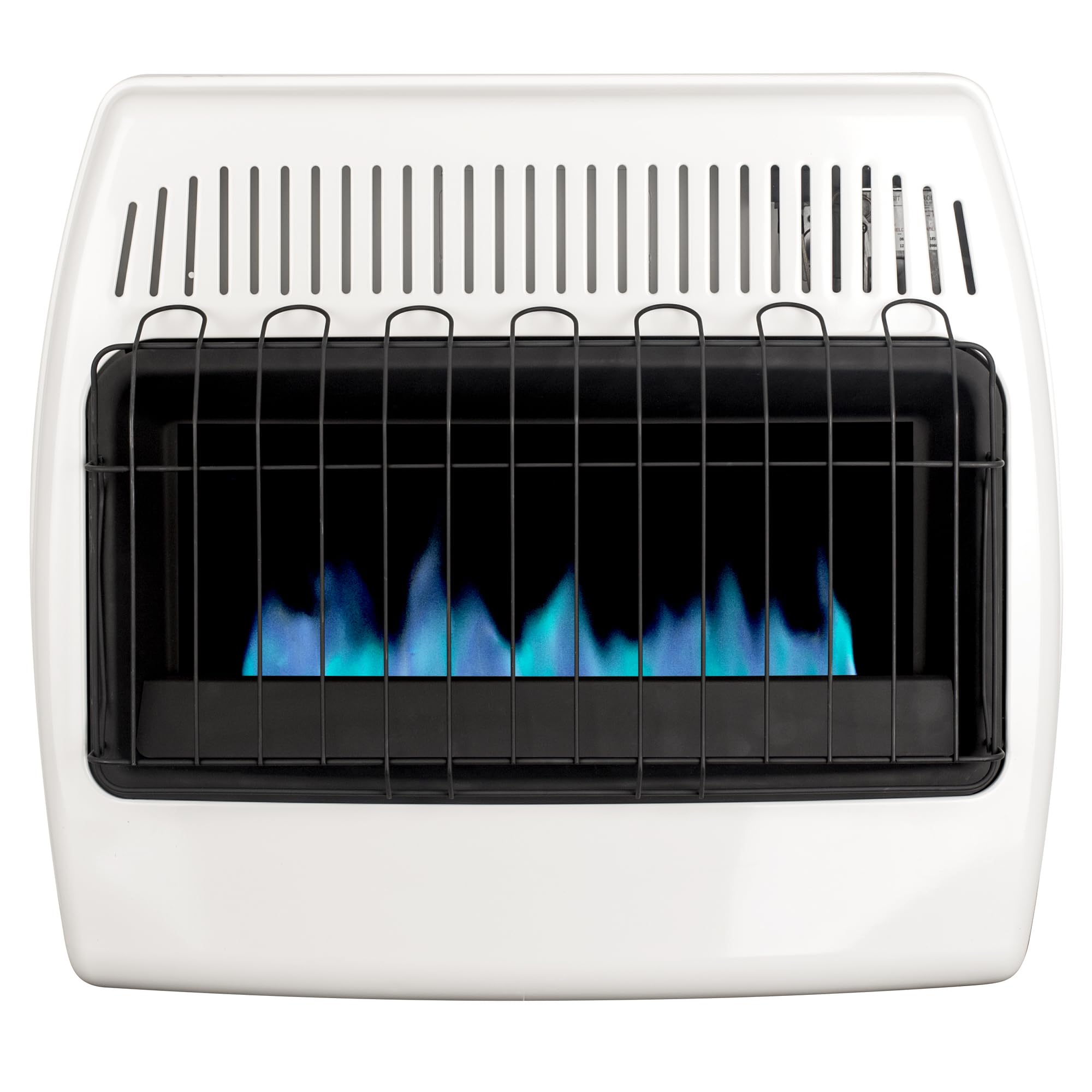 Dyna-Glo 30,000 BTU White Liquid Propane Blue Flame Vent-Free Wall Heater for Garage, Basement & Workshop - Indoor Safe Heating Solution