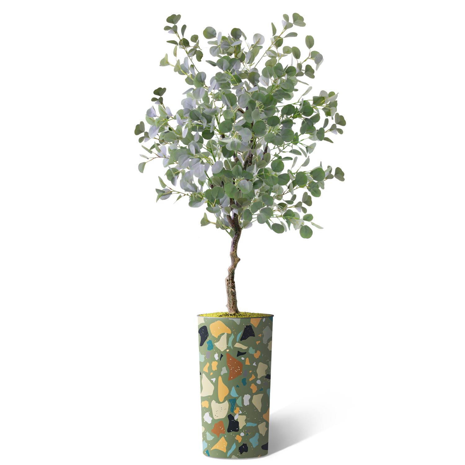 Modern Geometric Planter with Artificial Eucalyptus Silk Tree - 66