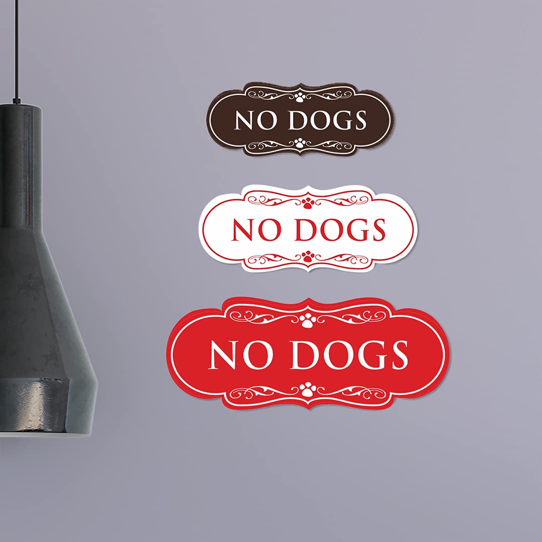No Dogs Allowed Sign - Large White & Red Designer Paws Sign for Home, Office & Business Entrance - Durable Pet Warning Sign for Doors & Yards
