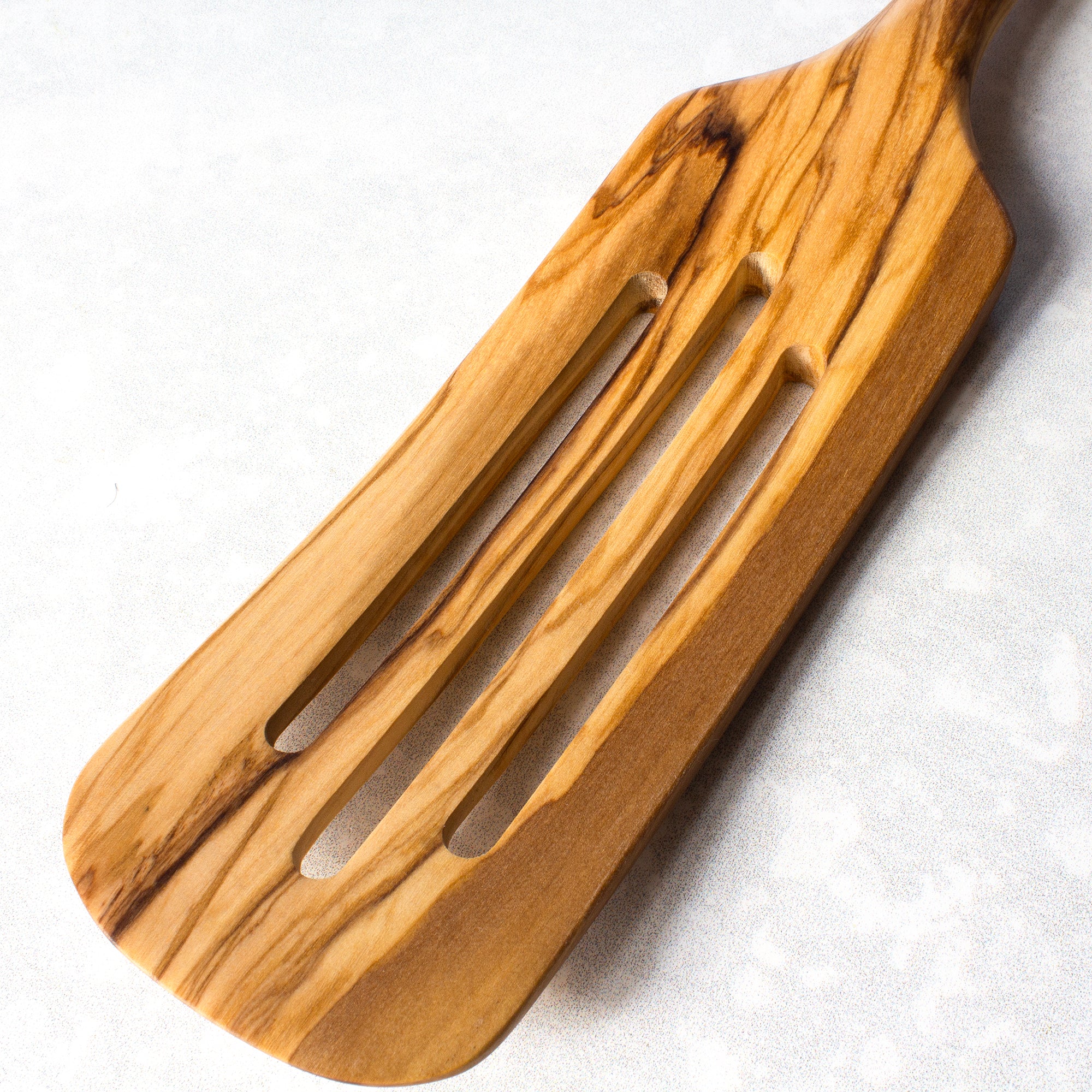 Premium Olive Wood Slotted Spurtle for Cooking & Baking - Natural Wooden Stirring Spoon for Sauces, Soups & Pancakes - Perfect for Kitchen, Camping & Gift Giving