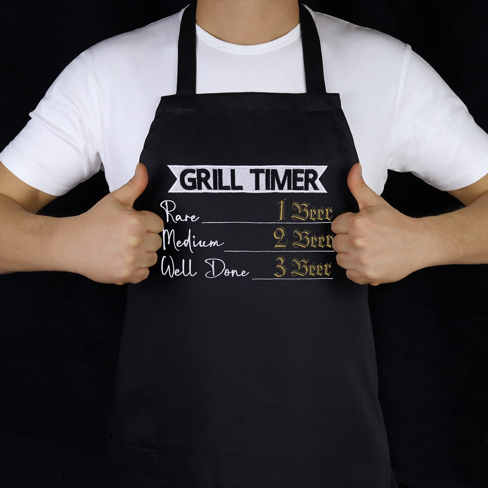 Grillmaster Dad Cooking Apron - Adjustable Kitchen Apron with Pocket & Neck Strap | Perfect for BBQ, Grilling, Cooking & Baking