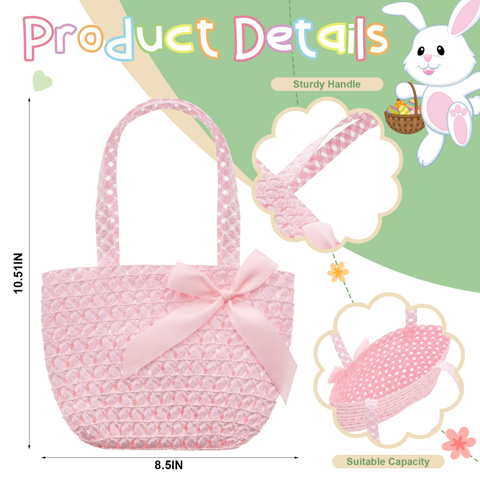 6 Pcs Girls Easter Tea Party Hat Set - Bonnet Hats, Gloves & Purses for Easter Dress Up, Tea Party Favors & Spring Celebrations - Perfect for Easter Egg Hunts, Spring Festivals & Birthday Parties