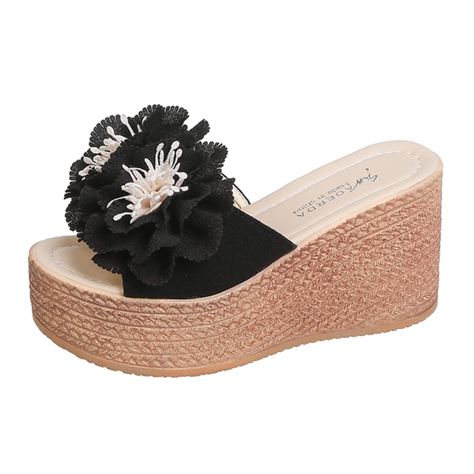 Women's Wedge Heel Slippers with Thick Sole - Breathable Flower Design Fashion Sandals for Ladies | Perfect for Home, Office & Casual Outings