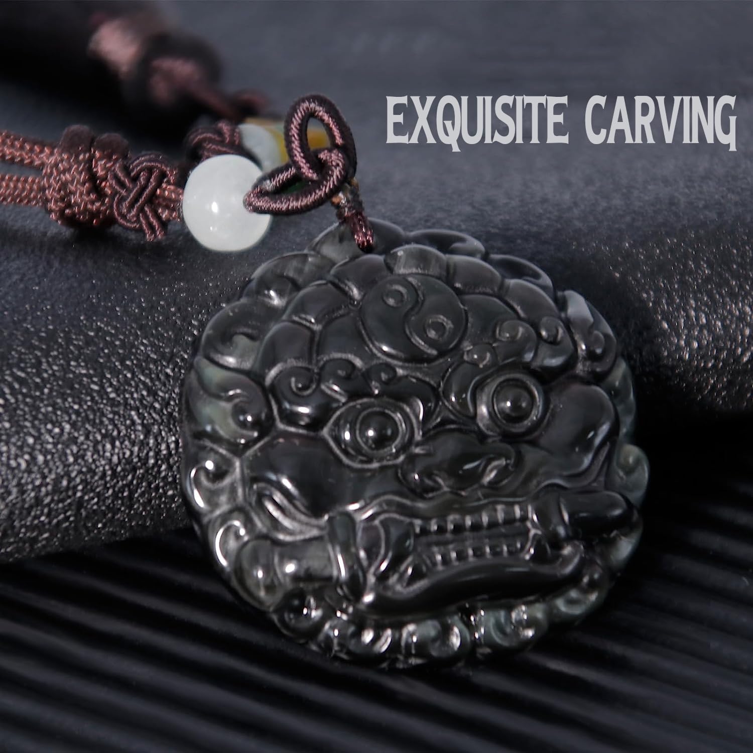 Obsidian Crystal Car Hanging Ornament - Lucky Swinging Mirror Decor for Protection | Feng Shui Car Accessories Gift for Men & Women | Perfect for Daily Commute, Road Trips & Safe Driving