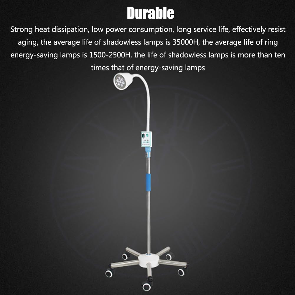 7 LED Surgical Medical Light Lamp - Adjustable Height & 360° Rotating for Dental, Beauty, Orthopedic Exams - Mobile Exam Lamp with Universal Wheels for Clinics, Hospitals & Operating Rooms