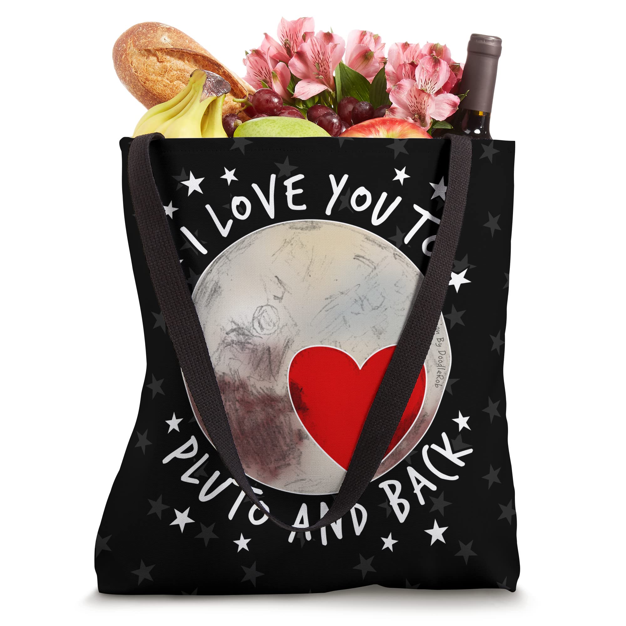 I Love You To Pluto and Back Heart Space Planets Tote Bag - Perfect for Anniversary Gifts, Couple Date Nights & Romantic Getaways