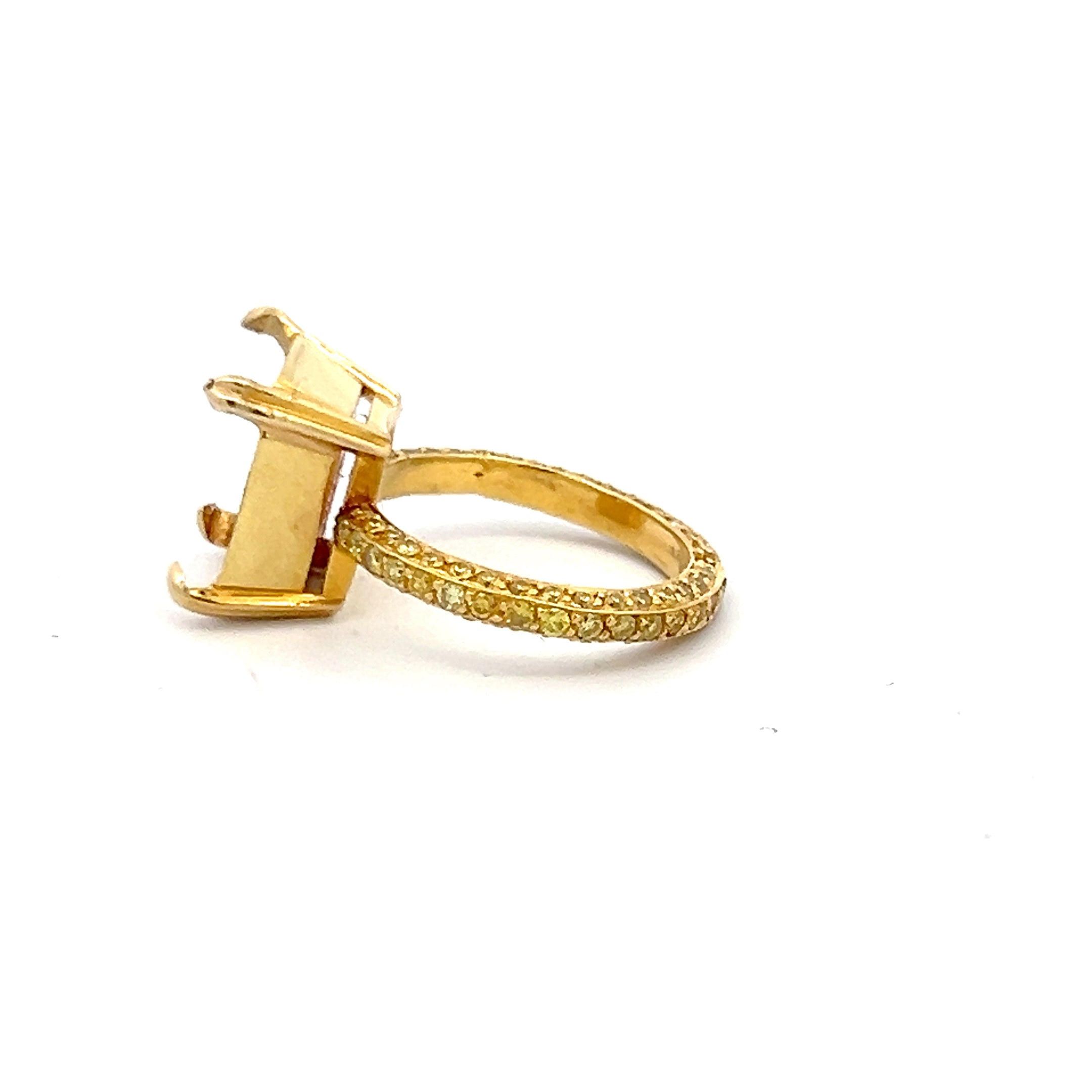 0.77 Carat Round Brilliant Fancy Yellow VS1 Diamond 18K Yellow Gold Semi Mount Ring - Perfect for Engagement, Wedding & Anniversary Gifts