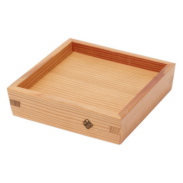 Handcrafted Japanese Cedar Square Saucer - Miranda Style Omoeraku for Sushi, Tea Ceremony & Home Decor