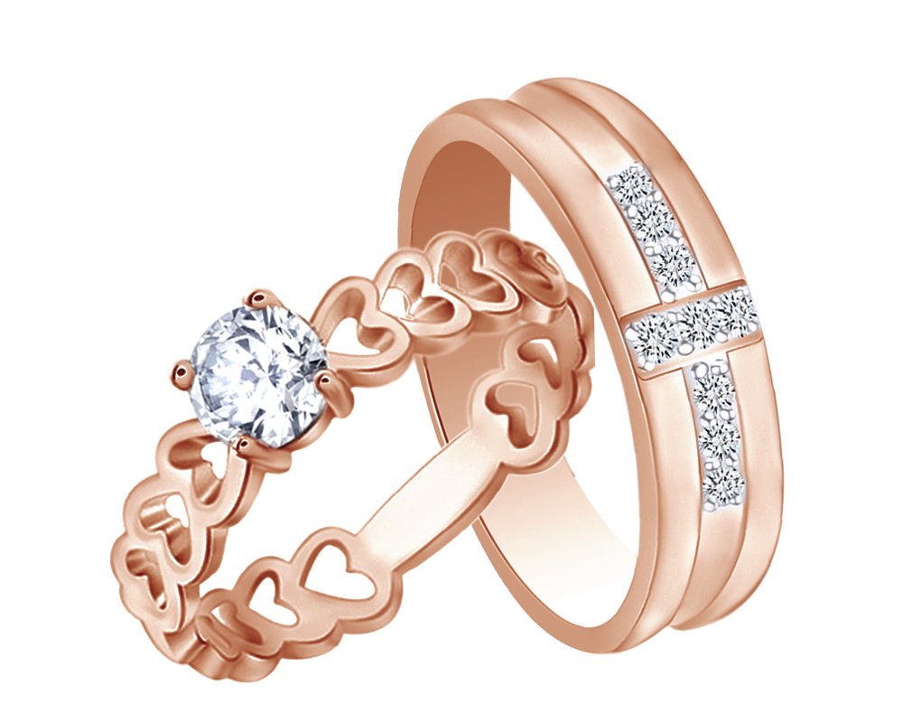 Affordable His & Hers Matching Couple Rings - 925 Sterling Silver Solitaire Engagement Rings with White Cubic Zirconia | Perfect for Anniversaries, Proposals & Romantic Gifts