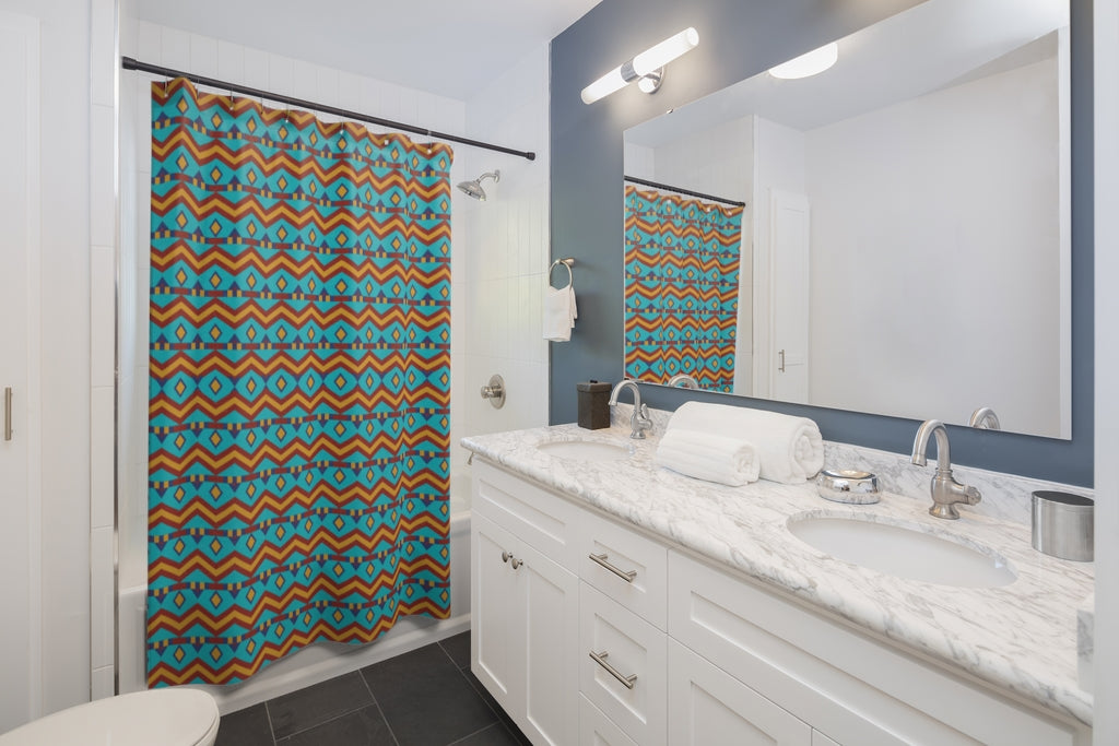 Southwestern Style Shower Curtain - Waterproof Bathroom Decor with Geometric Patterns | Perfect for Boho, Ranch & Desert Themed Bathrooms