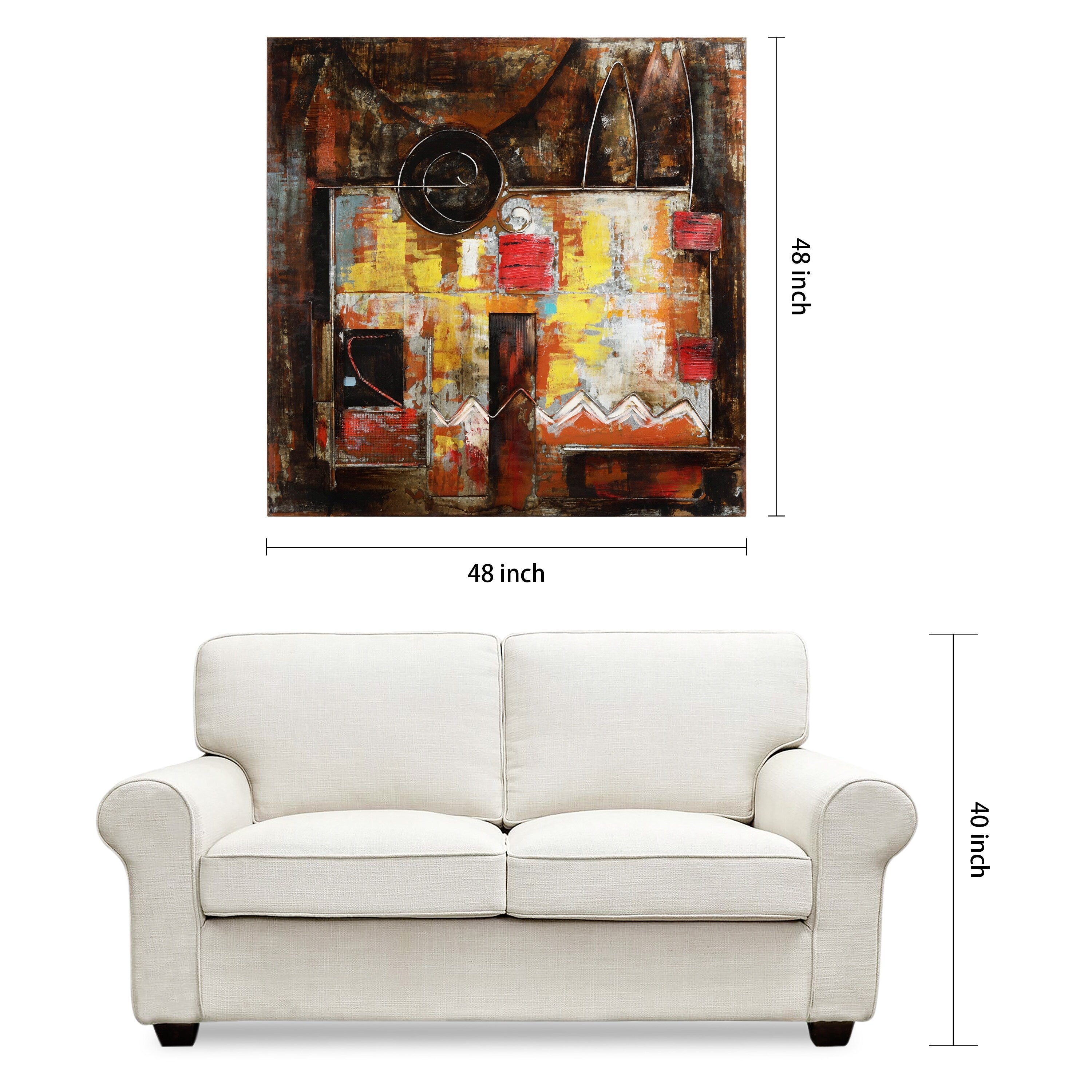 Abstract Mixed Media Iron Hand-Painted Dimensional Wall Art Decor - Modern Home & Office Wall Decor for Living Room, Bedroom, Dining Area
