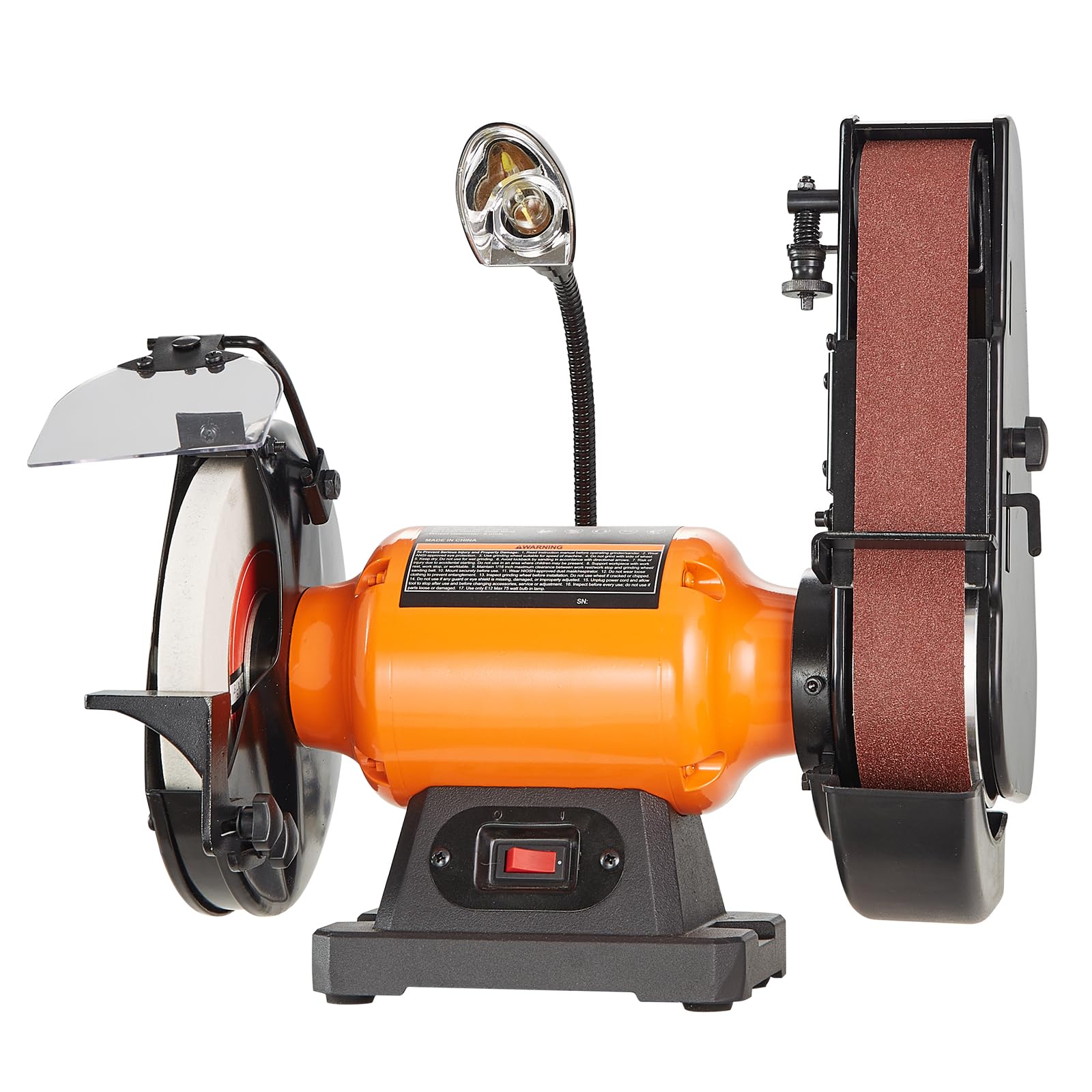 VEVOR 8 Inch Bench Grinder with 2 x 28 Inch Belt Sander Combo - 2.5A Induction Motor for Metalworking, Sharpening, Grinding & Polishing - Perfect for DIY Projects, Workshop & Home Garage Use
