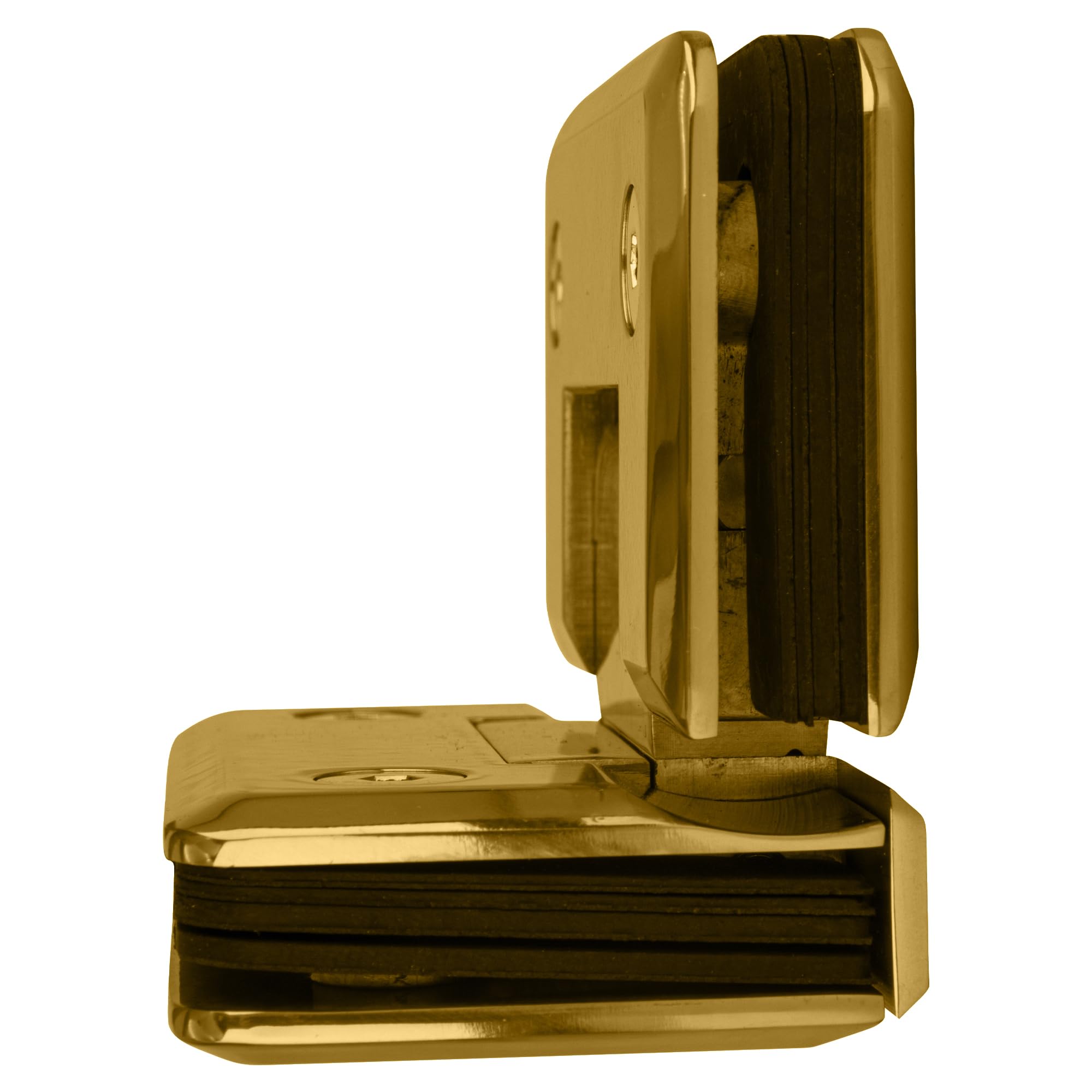 Brixwell H-P90GTG-LB Premium Glass-to-Glass Shower Door Hinge 90 Degree Brass - Durable Bathroom Hardware for Frameless Shower Enclosures & Modern Bathroom Designs