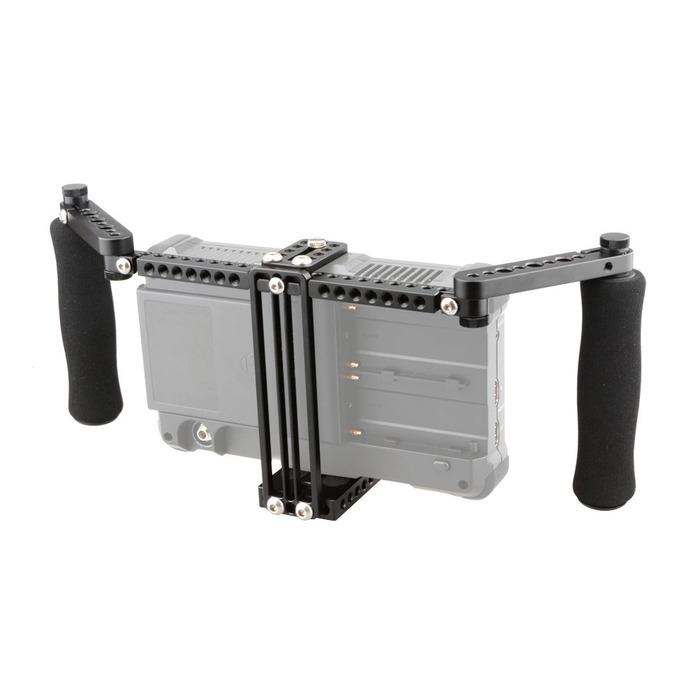 CAMVATE Adjustable Monitor Cage for 5-7 Inch LCD Screens - Durable Aluminum Alloy Bracket with Ergonomic Handles - Perfect for DSLR Camera Rigs, Video Production & Field Monitoring
