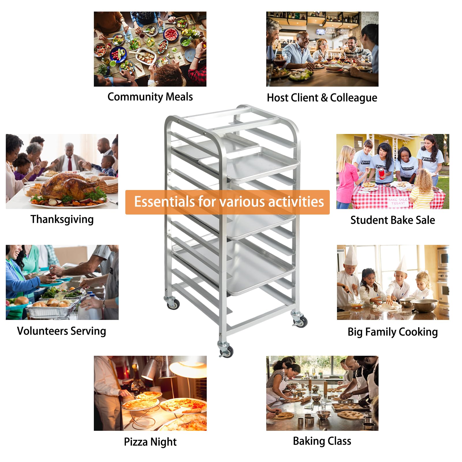 10-Tier Half Sheet Bakery Rack with Wheels - Heavy Duty Commercial Bread Cooling Rack for 1/2 & 1/4 Sheet Pans - Perfect for Bakeries, Restaurants, and Home Baking - Ideal for Bread, Pastries, Candles, and Soap Making