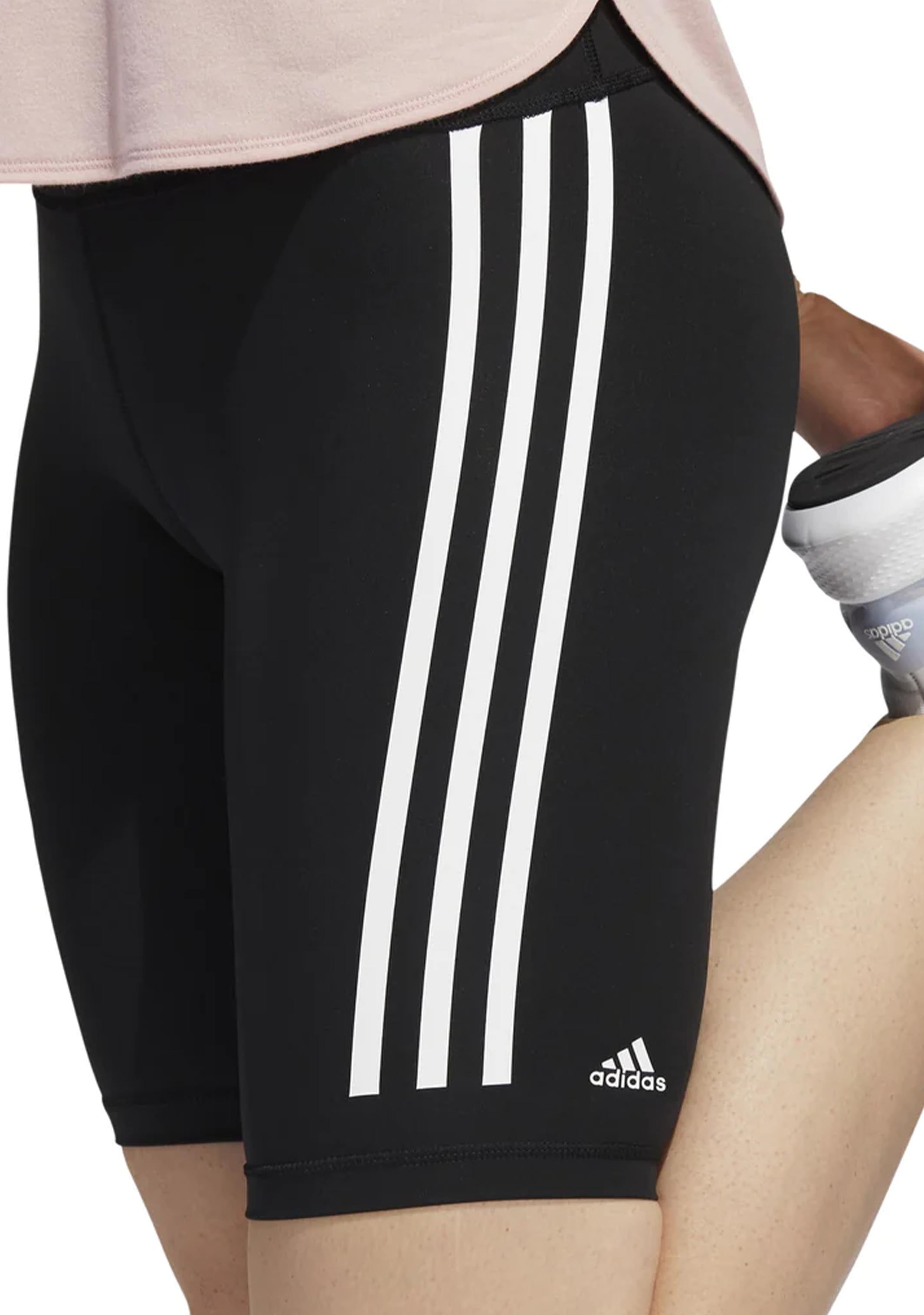 Adidas Women's Optime Trainicons 3-Stripes Bike Shorts - High Waisted Workout Leggings for Running, Yoga & Gym - Breathable & Comfortable Activewear