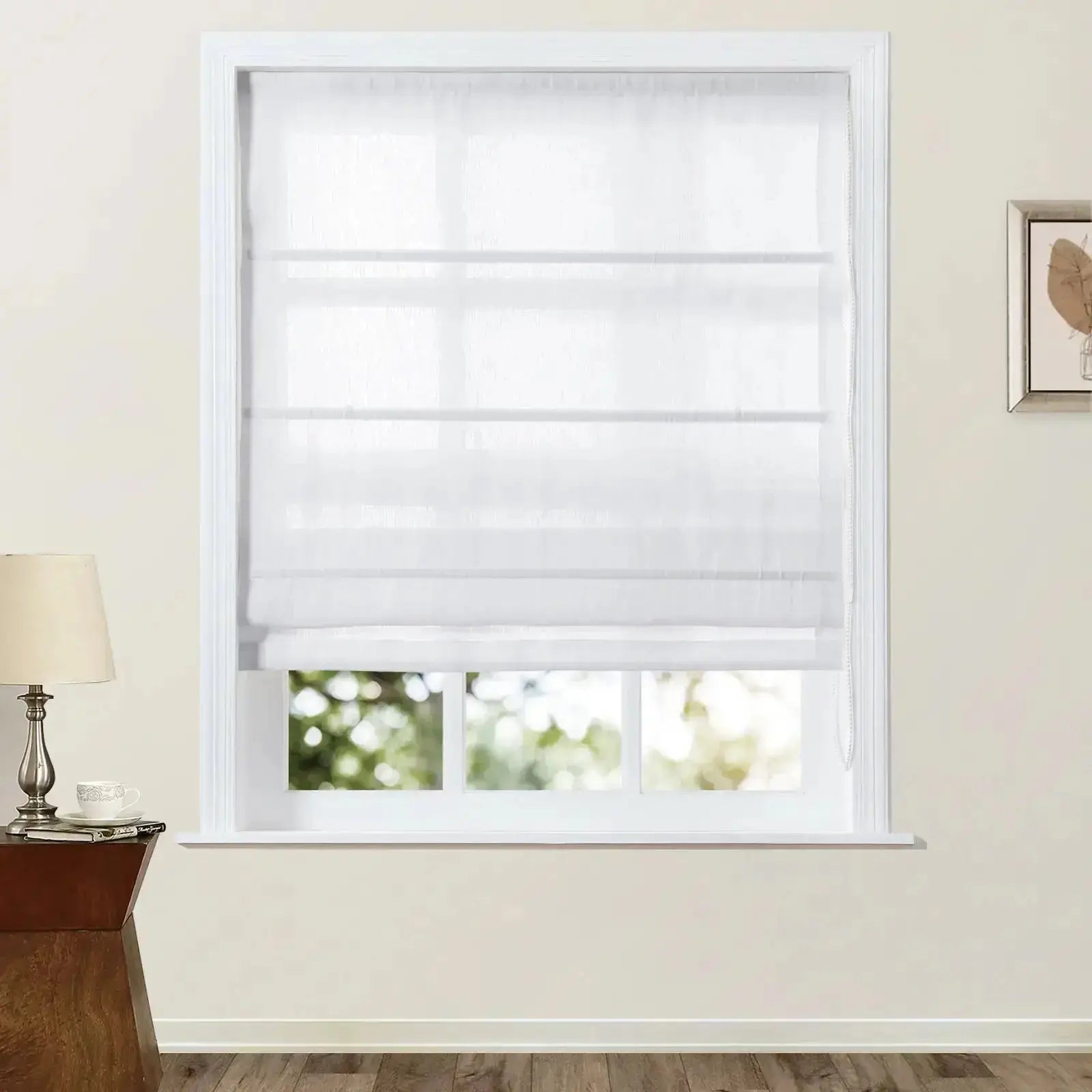 Premium Belgian Linen Roman Shade with Cord Lift - Elegant Window Treatment for Living Room & Bedroom | Light Filtering & Privacy Solution