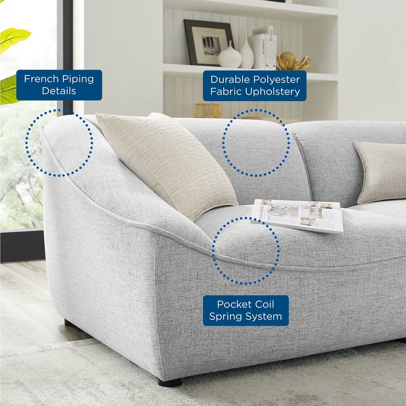 3 Piece Sofa Set - Modern Living Room Furniture for Small Spaces | Comfortable & Stylish Couch for Home, Apartment, and Office Use