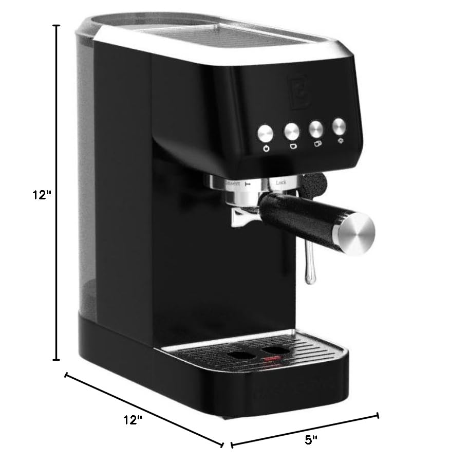 CASABREWS 20 Bar Professional Espresso Machine with Steam Milk Frother - 49oz Removable Water Tank Coffee Maker for Cappuccino & Latte - Perfect for Home Baristas & Coffee Shops (Black)