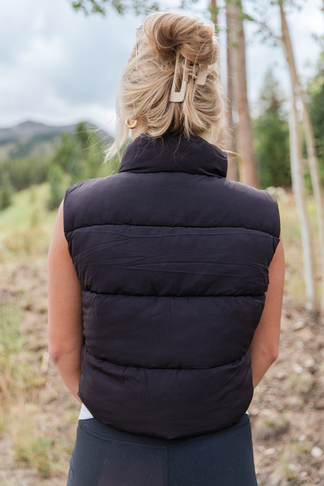 Black Cropped Puffer Vest for Women - Lightweight Winter Fashion Jacket - Perfect for Outdoor Activities, Travel & Casual Wear