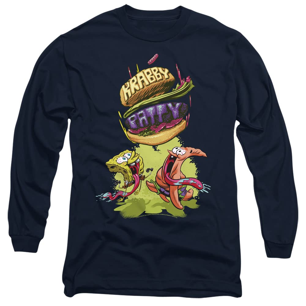 Spongebob Krabby Patty Sky Design - Unisex Adult Long Sleeve T-Shirt | Cartoon Graphic Tee for Men & Women | Casual Wear, Cosplay, Gift for Fans