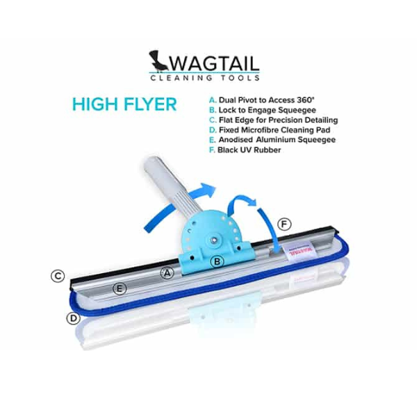 Wagtail High Flyer 2-in-1 Squeegee with Washer - 14 inch or 18 inch Window Cleaning Tool for Professional and Home Use