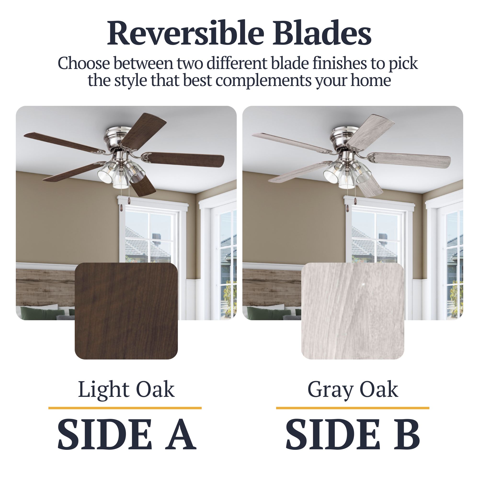 52 Inch Renton Brushed Nickel Ceiling Fan with Pull Chain - Perfect for Living Room, Bedroom, and Outdoor Patio Cooling