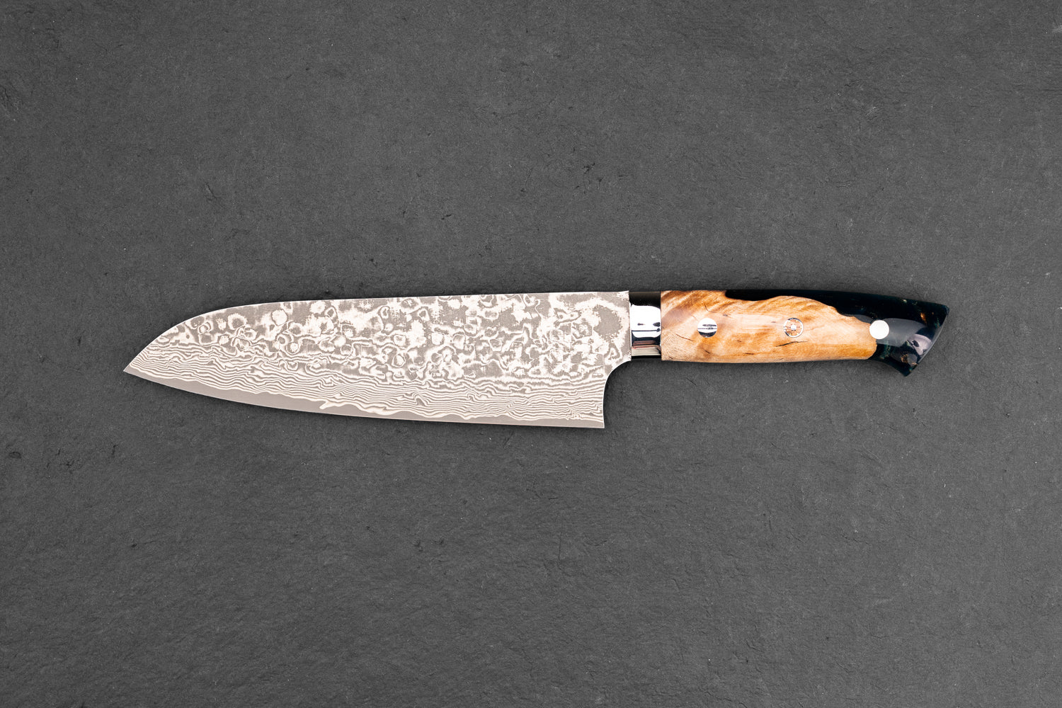 Takeshi Saji R2 Black Damascus Western Santoku Knife 165mm - Premium Japanese Kitchen Knife for Professional Chefs & Home Cooking, Perfect for Slicing, Dicing & Chopping Vegetables, Meat & Fish