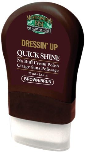 Moneysworth & Best Quick Shine Shoe Polish - Brown, 2.64 oz | Instant Shine for Leather & Dress Shoes | Perfect for Office, Weddings & Formal Events